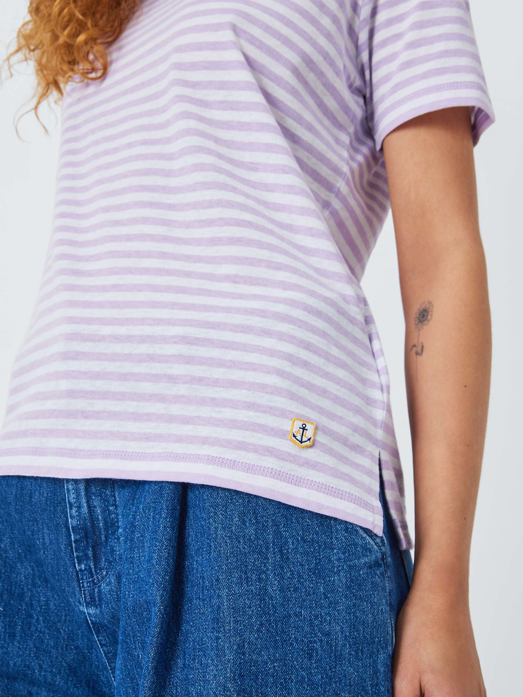 Buy Armor Lux Striped Lightweight Striped Jersey T-Shirt, White/Pink Online at johnlewis.com