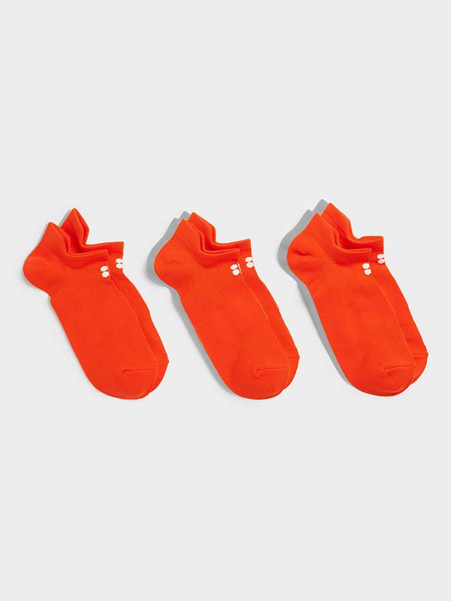Sweaty Betty Plain Lightweight Trainer Socks, Pack of 3, Firebird