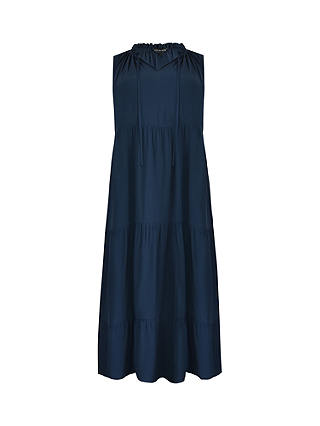 Live Unlimited Curve Ruffle Neck Tiered Maxi Dress, Navy