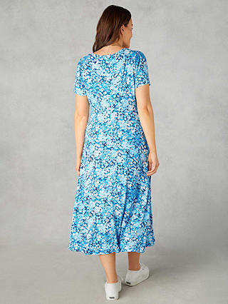 Live Unlimited Curve Petite Floral Jersey Tie Front Midaxi Dress, Blue