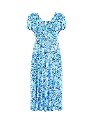Live Unlimited Curve Petite Floral Jersey Tie Front Midaxi Dress, Blue
