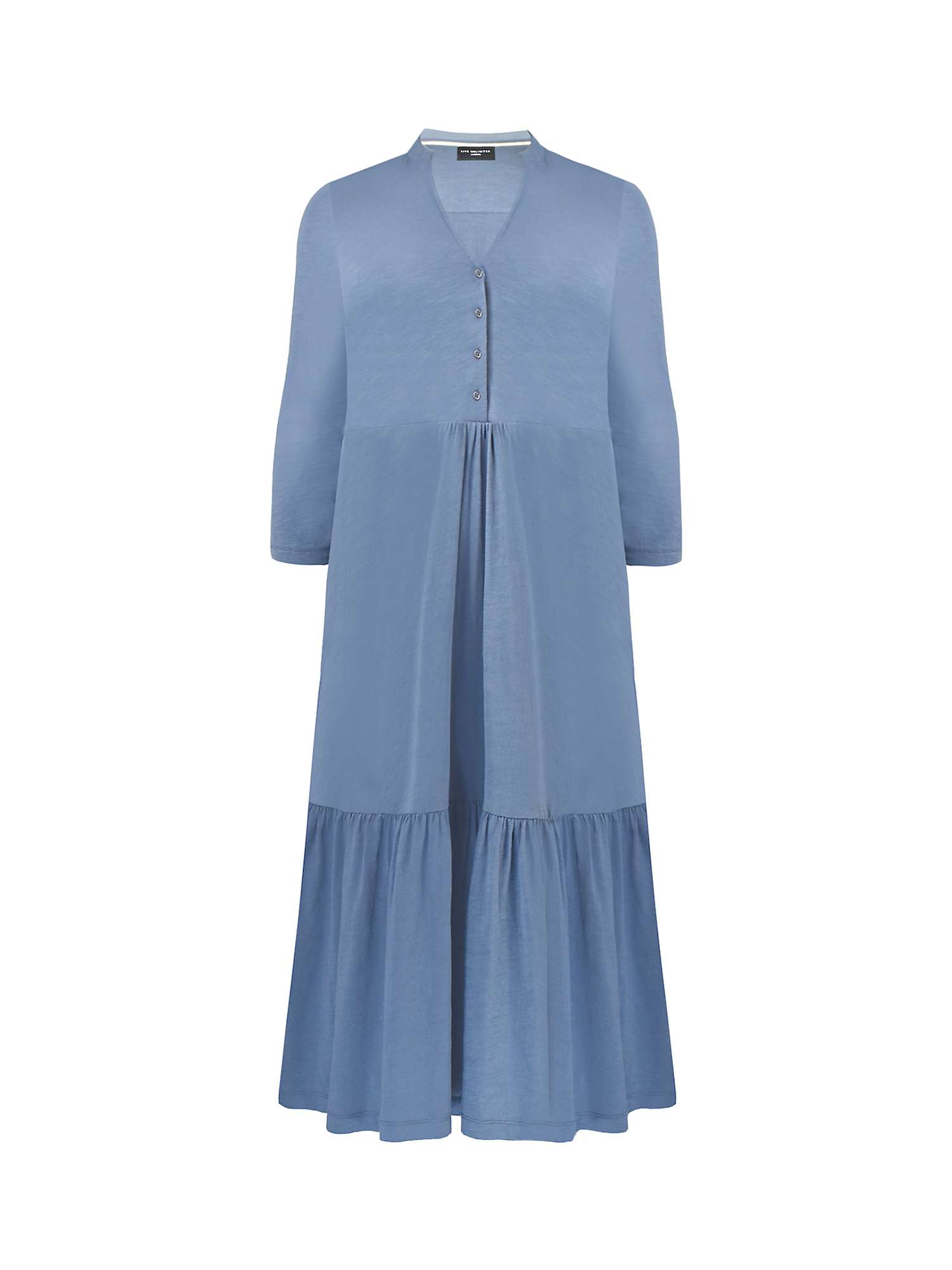 Buy Live Unlimited Curve Cotton Button Front Midi Dress, Blue Online at johnlewis.com