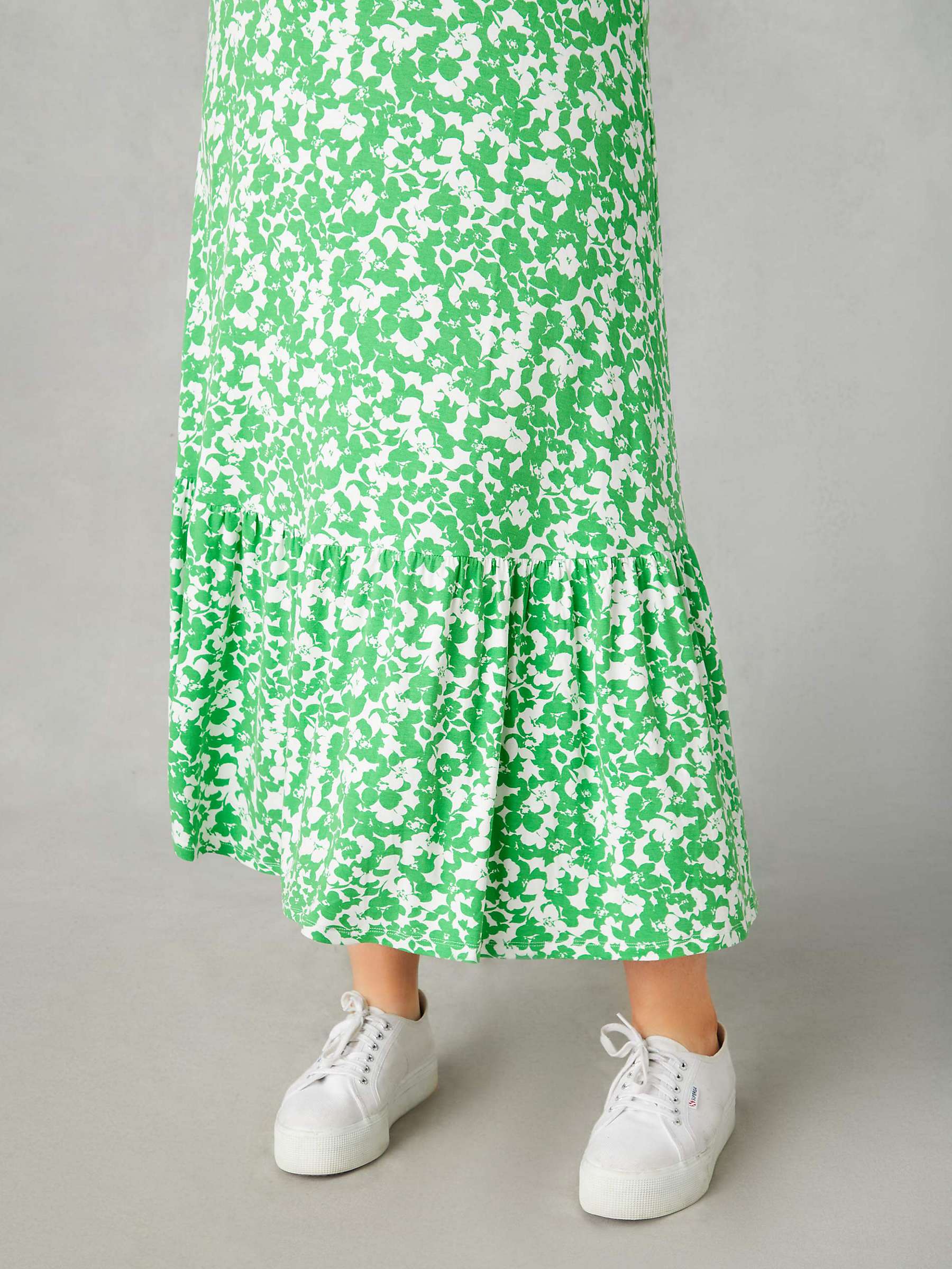 Buy Live Unlimited Curve Floral Print Jersey Wrap Midi Dress, Green Online at johnlewis.com