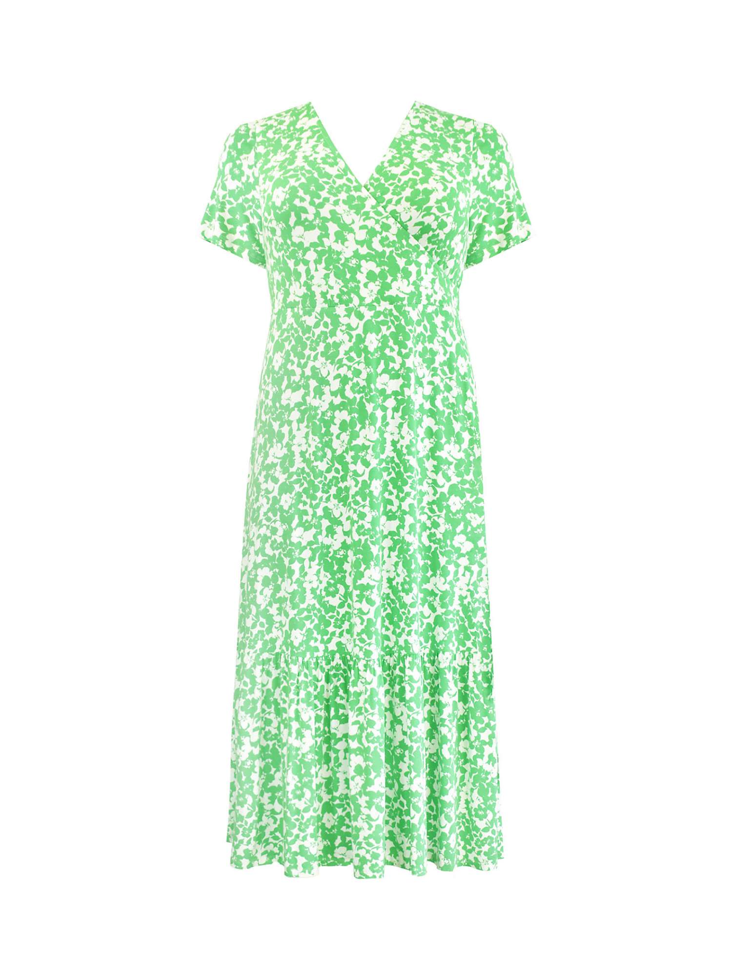 Buy Live Unlimited Curve Floral Print Jersey Wrap Midi Dress, Green Online at johnlewis.com