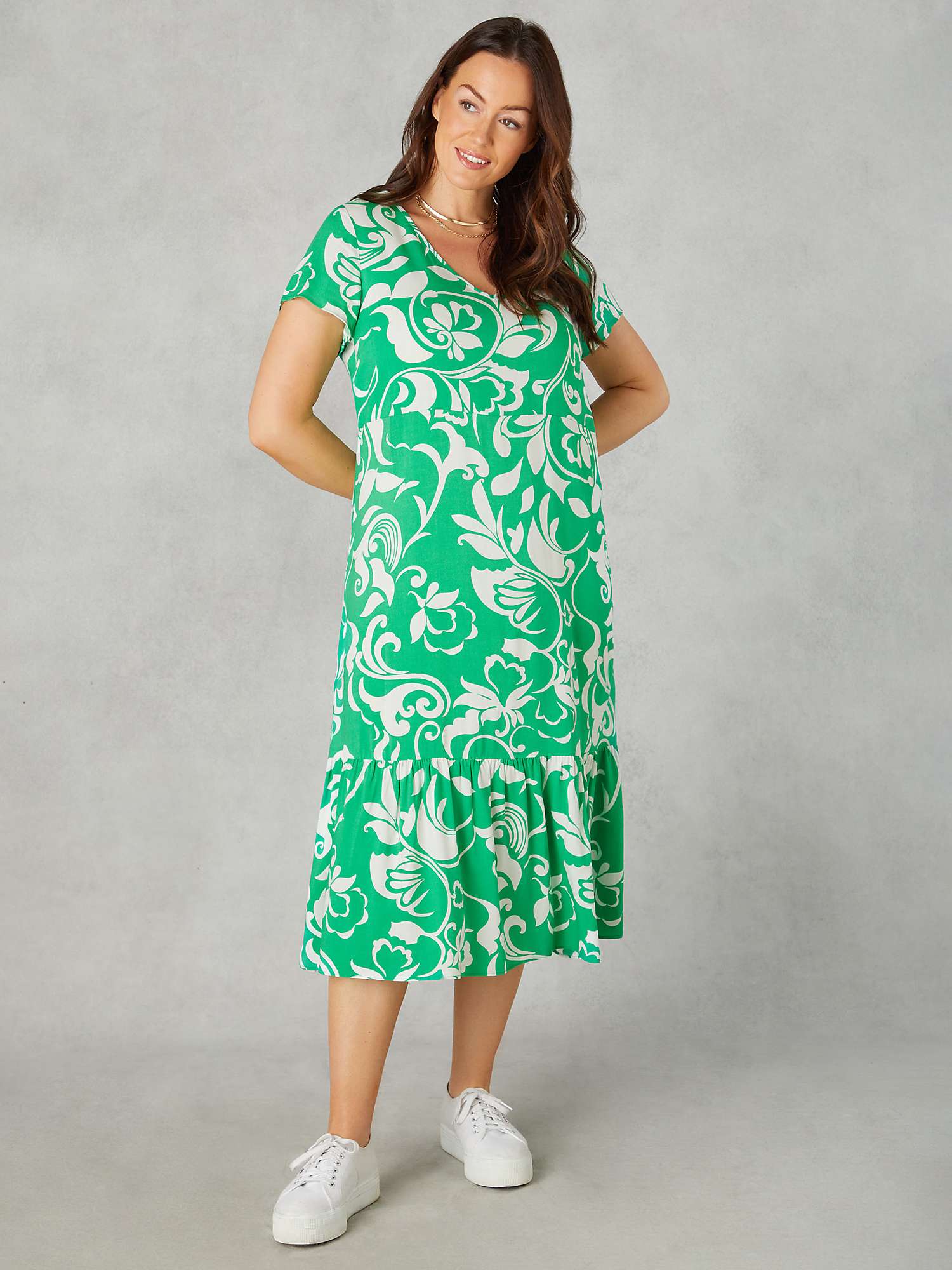 Buy Live Unlimited Curve Petite Paisley Print V-Neck Midi Dress, Green Online at johnlewis.com