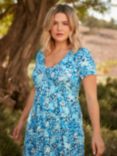 Live Unlimited Curve Floral Print Jersey Midi Dress, Blue/Multi