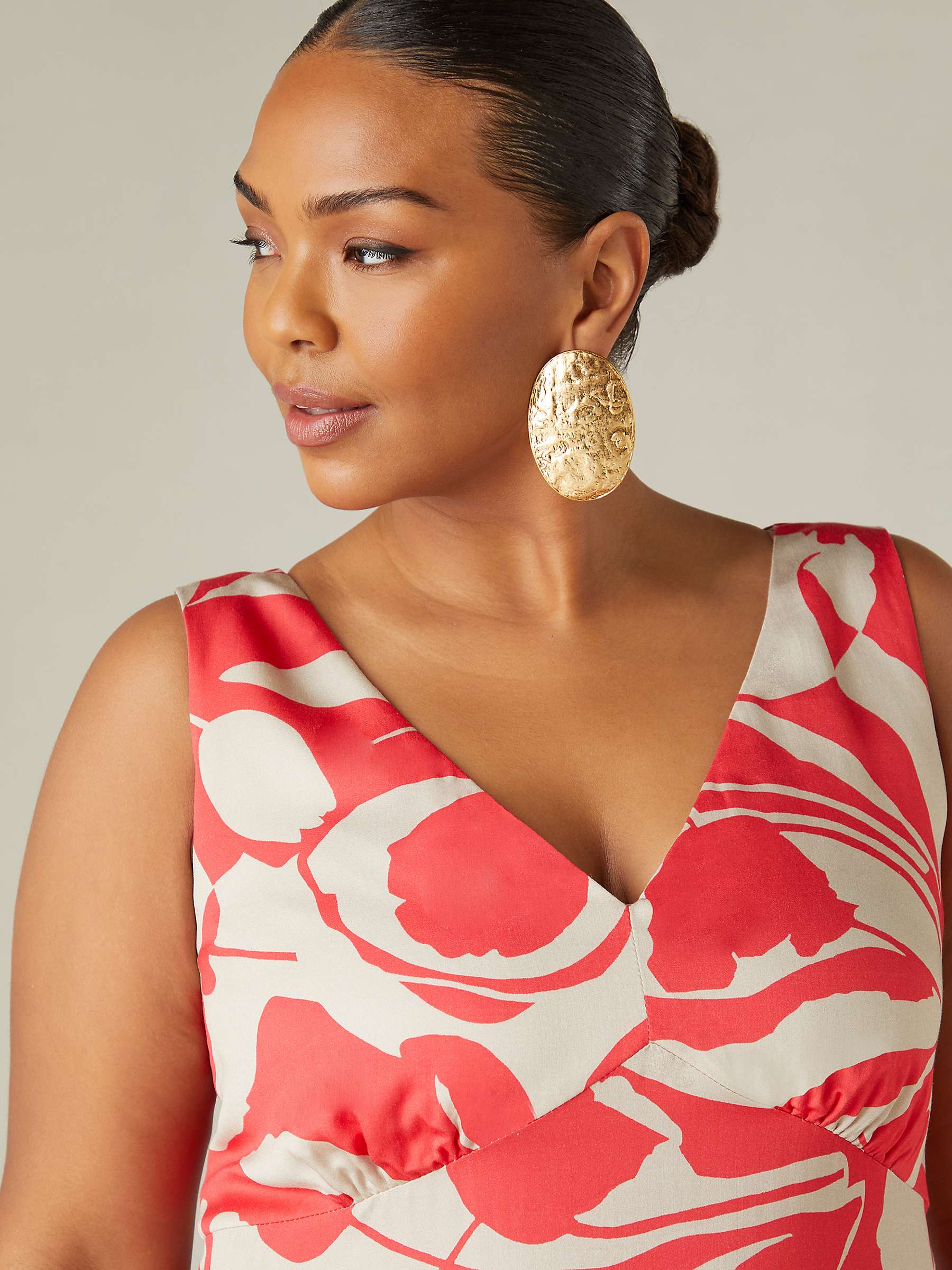 Buy Live Unlimited Curve Abstract Print Sleeveless Midi Dress, Red/White Online at johnlewis.com