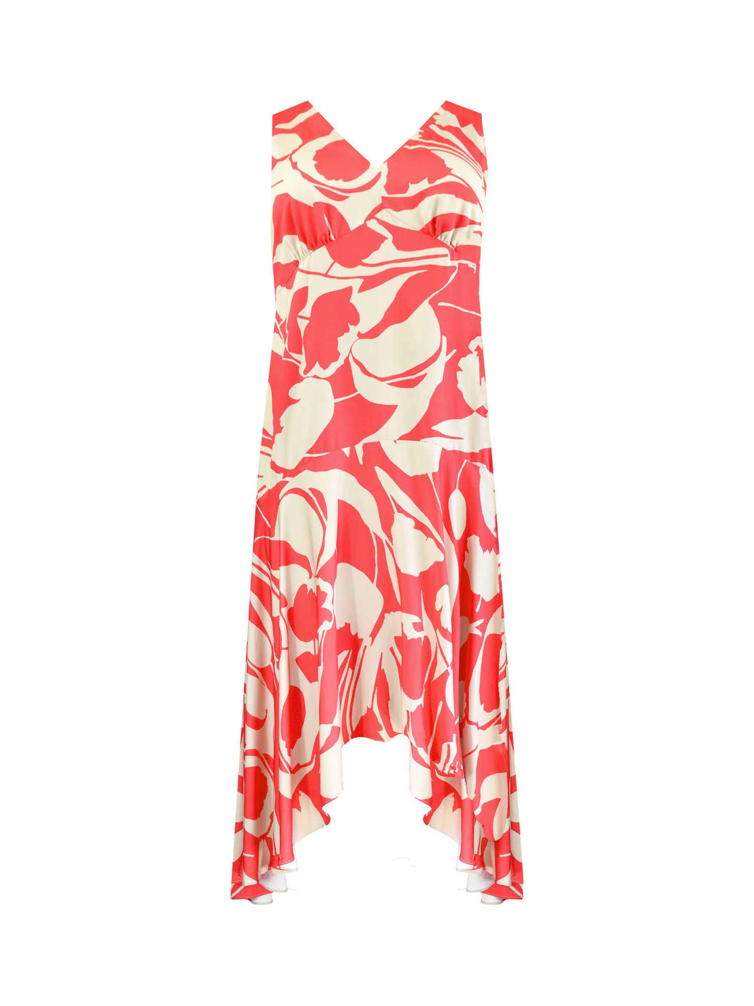 Live Unlimited Curve Abstract Print Sleeveless Midi Dress, Red/White, 18