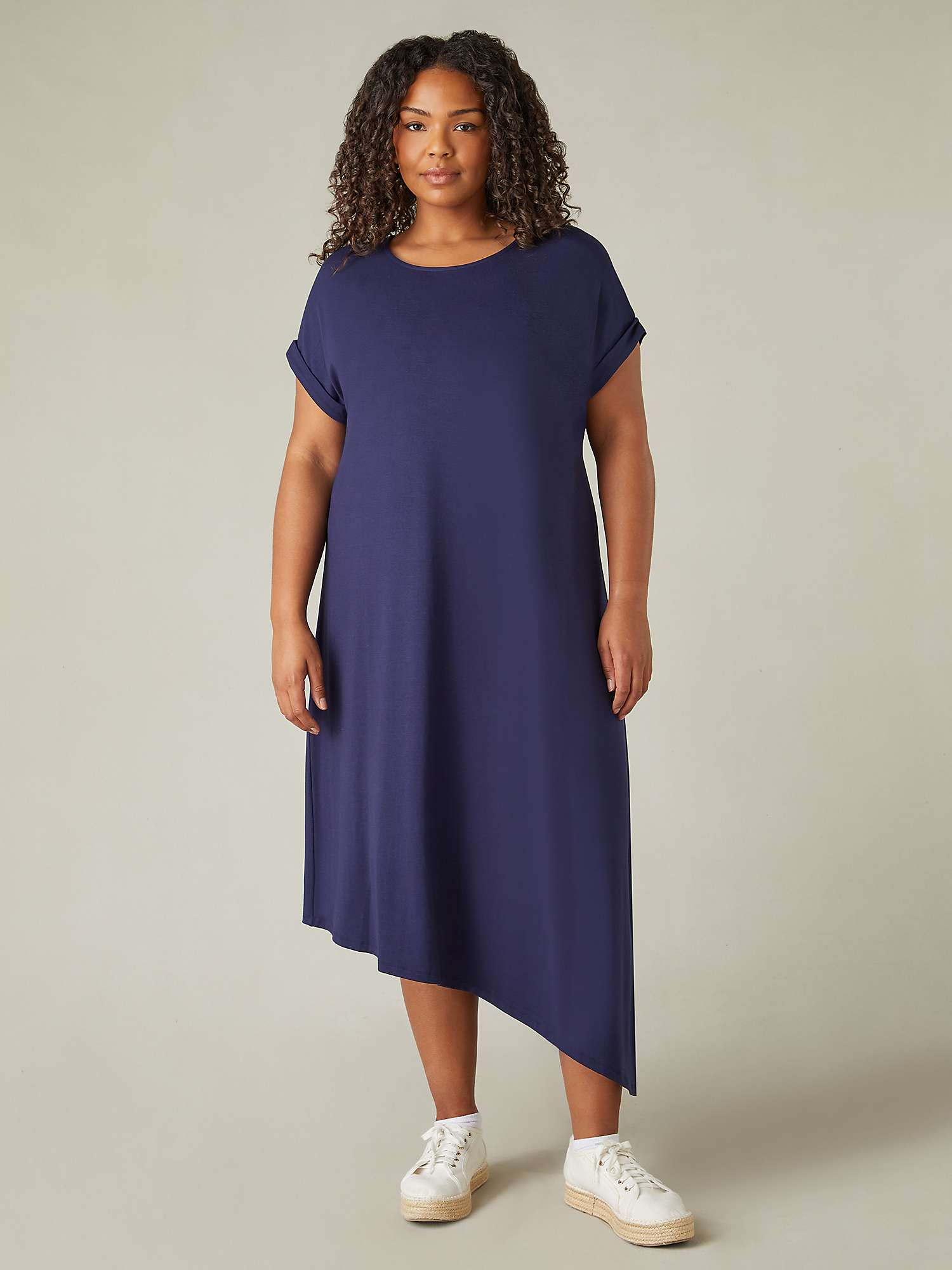 Buy Live Unlimited Curve Jersey Asymmetric Midi Dress, Blue Online at johnlewis.com