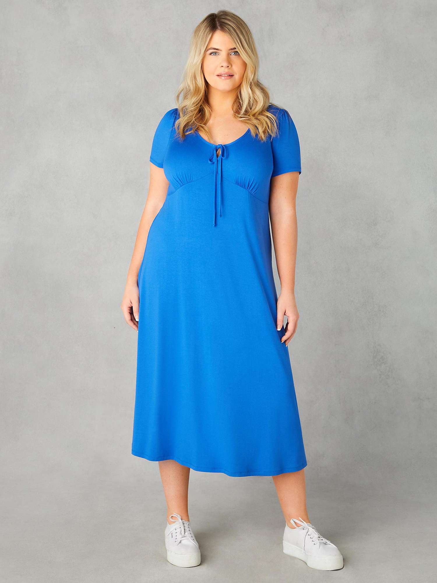 Buy Live Unlimited Curve Jersey Tie Front Midaxi Dress, Blue Online at johnlewis.com