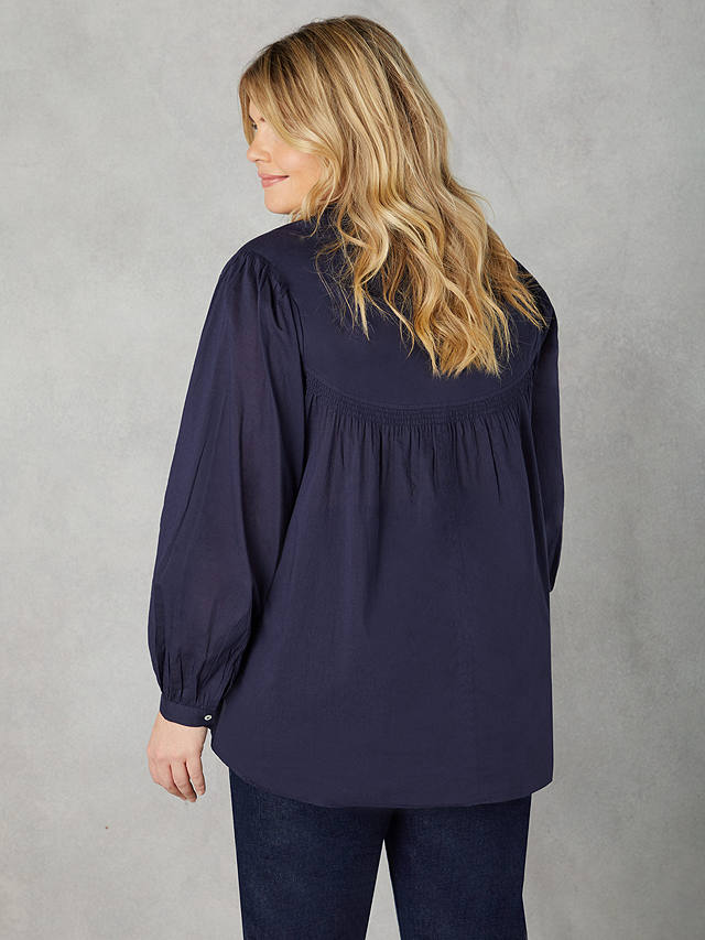 Live Unlimited Curve Button Front Relaxed Blouse, Blue