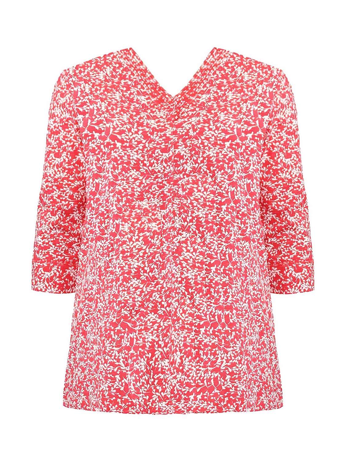 Buy Live Unlimited Curve Leaf Print Cotton Slub Relaxed Tunic, Red Online at johnlewis.com
