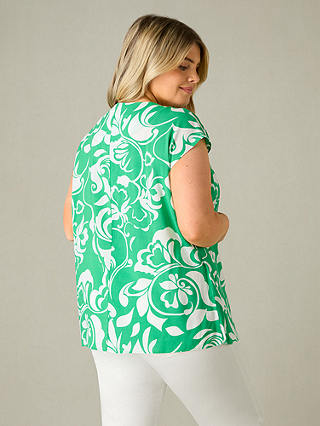 Live Unlimited Curve Paisley Print Pleat Front Top, Green