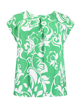 Live Unlimited Curve Paisley Print Pleat Front Top, Green