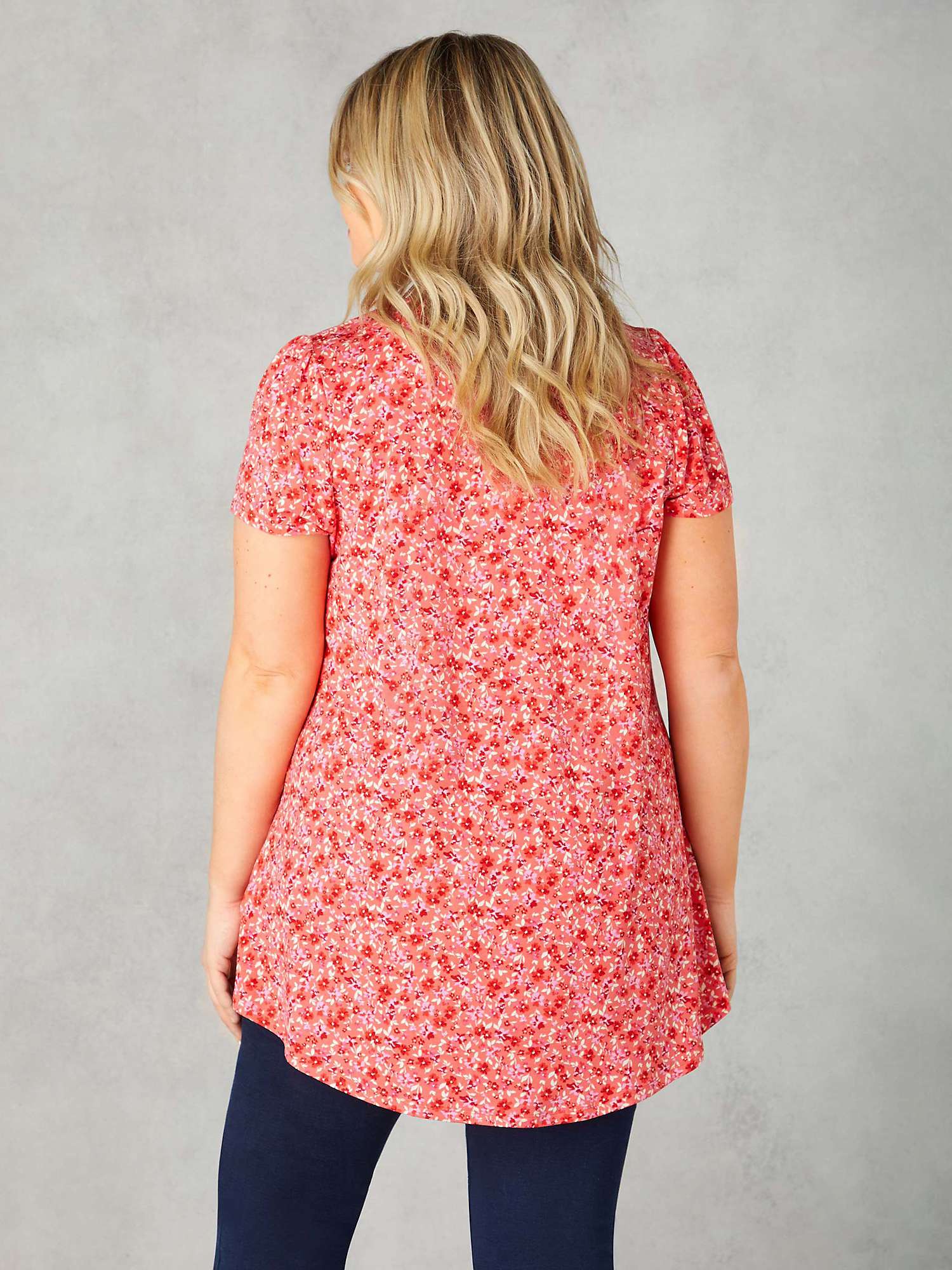 Buy Live Unlimited Curve Ditsy Print Jersey Pleat Front Top, Pink Ditsy Online at johnlewis.com
