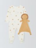 John Lewis Baby Cotton Lion Sleepsuit and Comforter Set, Multi