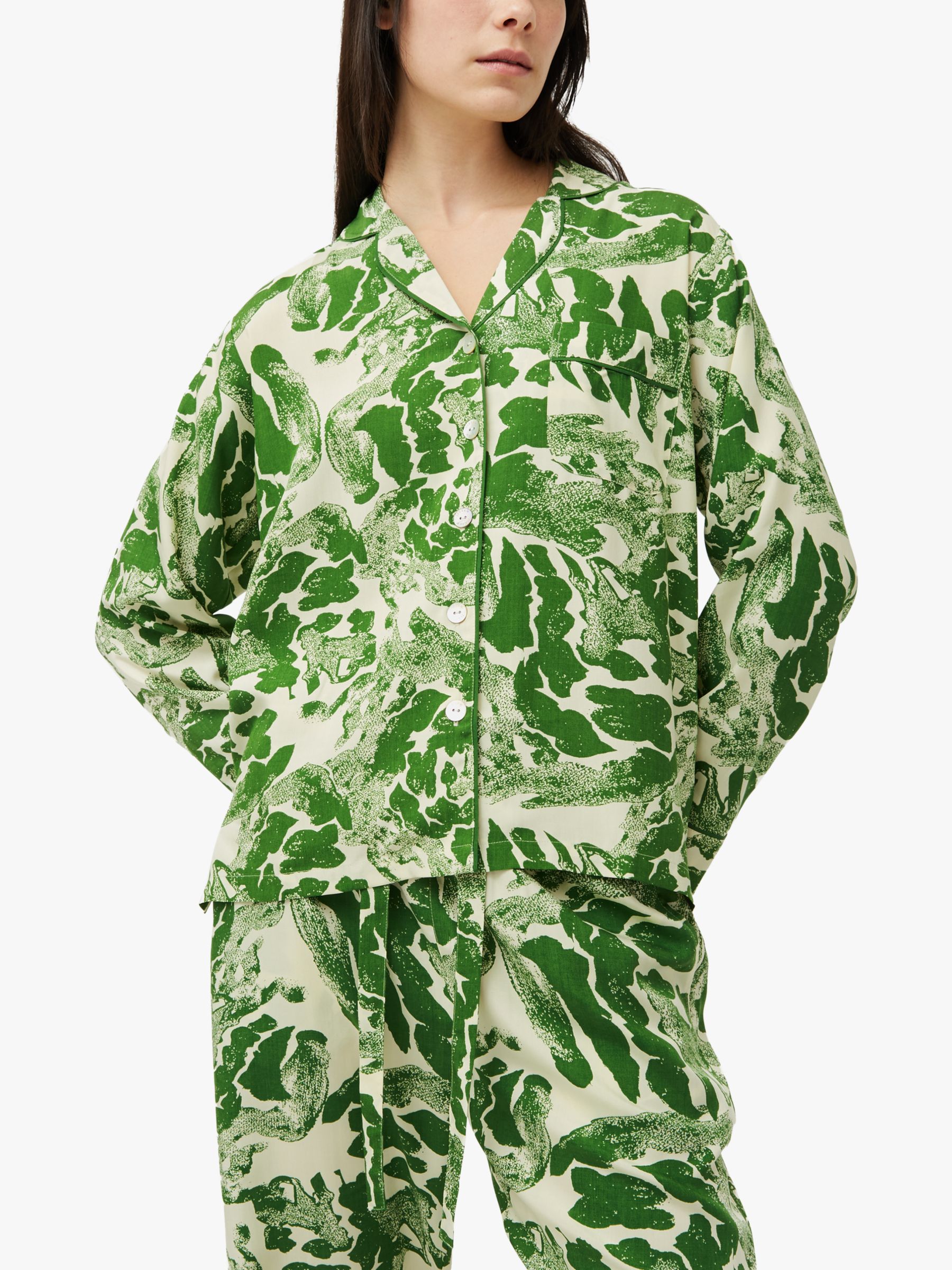 Jigsaw Ink Wave Modal Pyjama, Green, XS