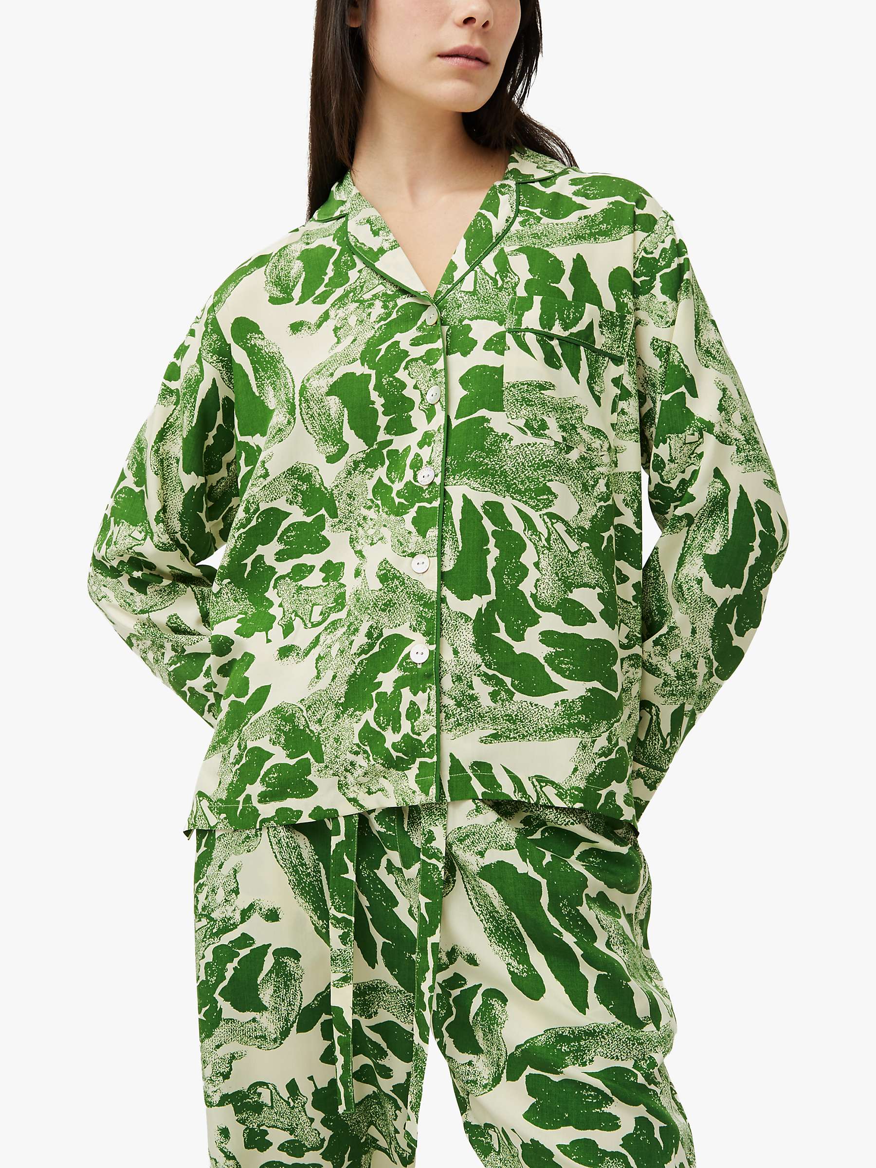 Buy Jigsaw Ink Wave Modal Pyjama, Green Online at johnlewis.com