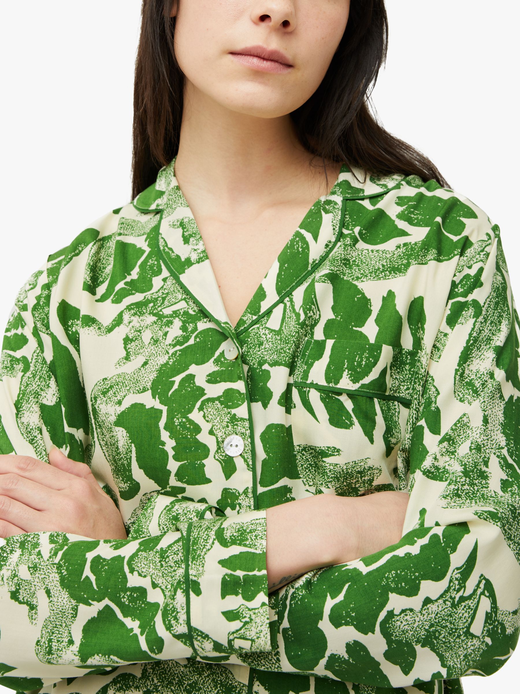 Buy Jigsaw Ink Wave Modal Pyjama, Green Online at johnlewis.com