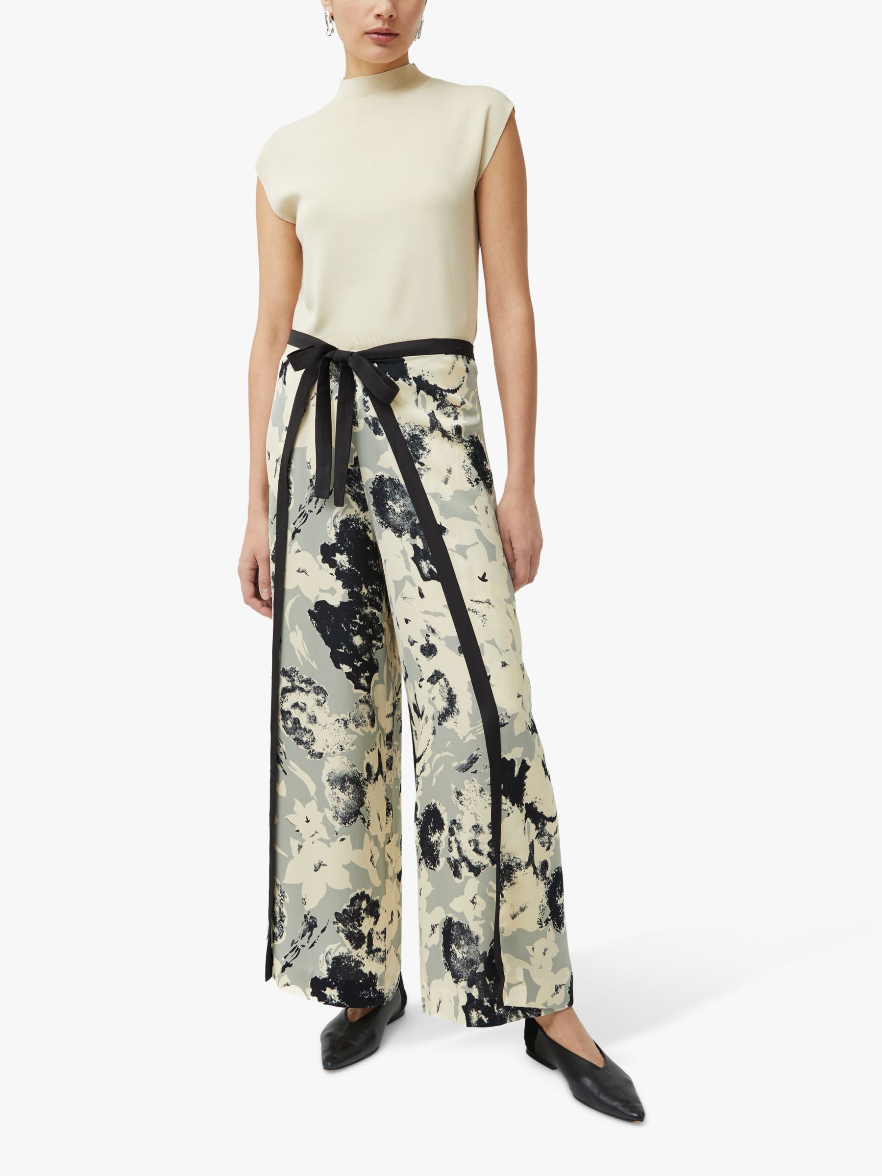 Buy Jigsaw Floral Echo Wrap Trousers, Grey/Multi Online at johnlewis.com