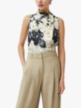 Jigsaw Floral Echo Sleeveless Top, Grey/Multi