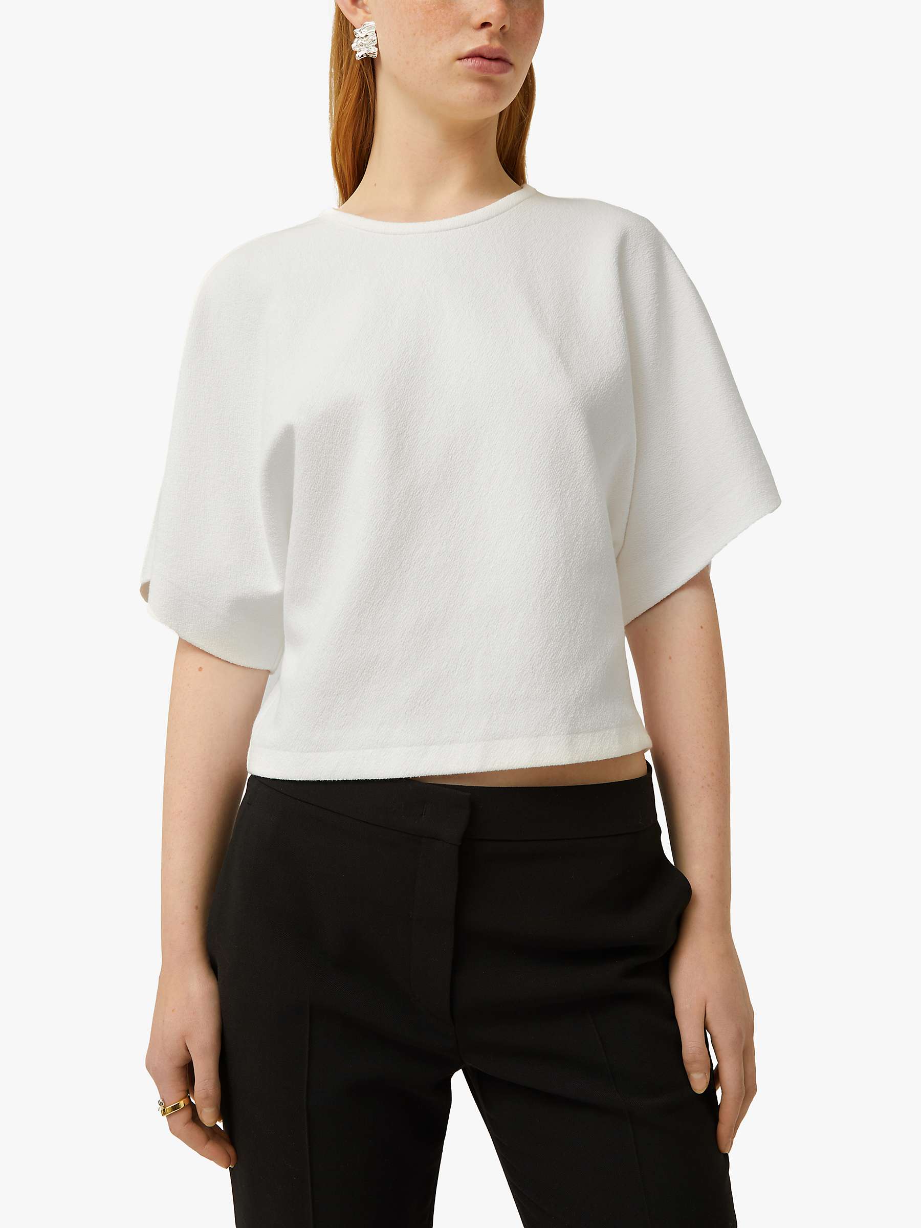Buy Jigsaw Textured Jersey Top, White Online at johnlewis.com