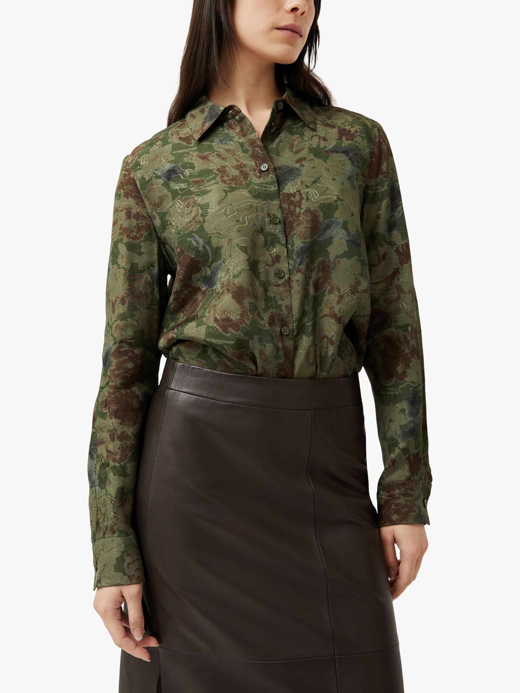 Jigsaw Floral Jacquard Shirt, Green, 6