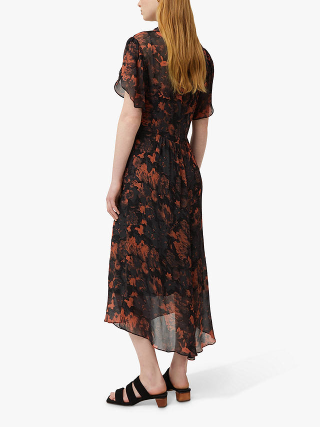 Jigsaw Shadow Floral Midi Dress, Black