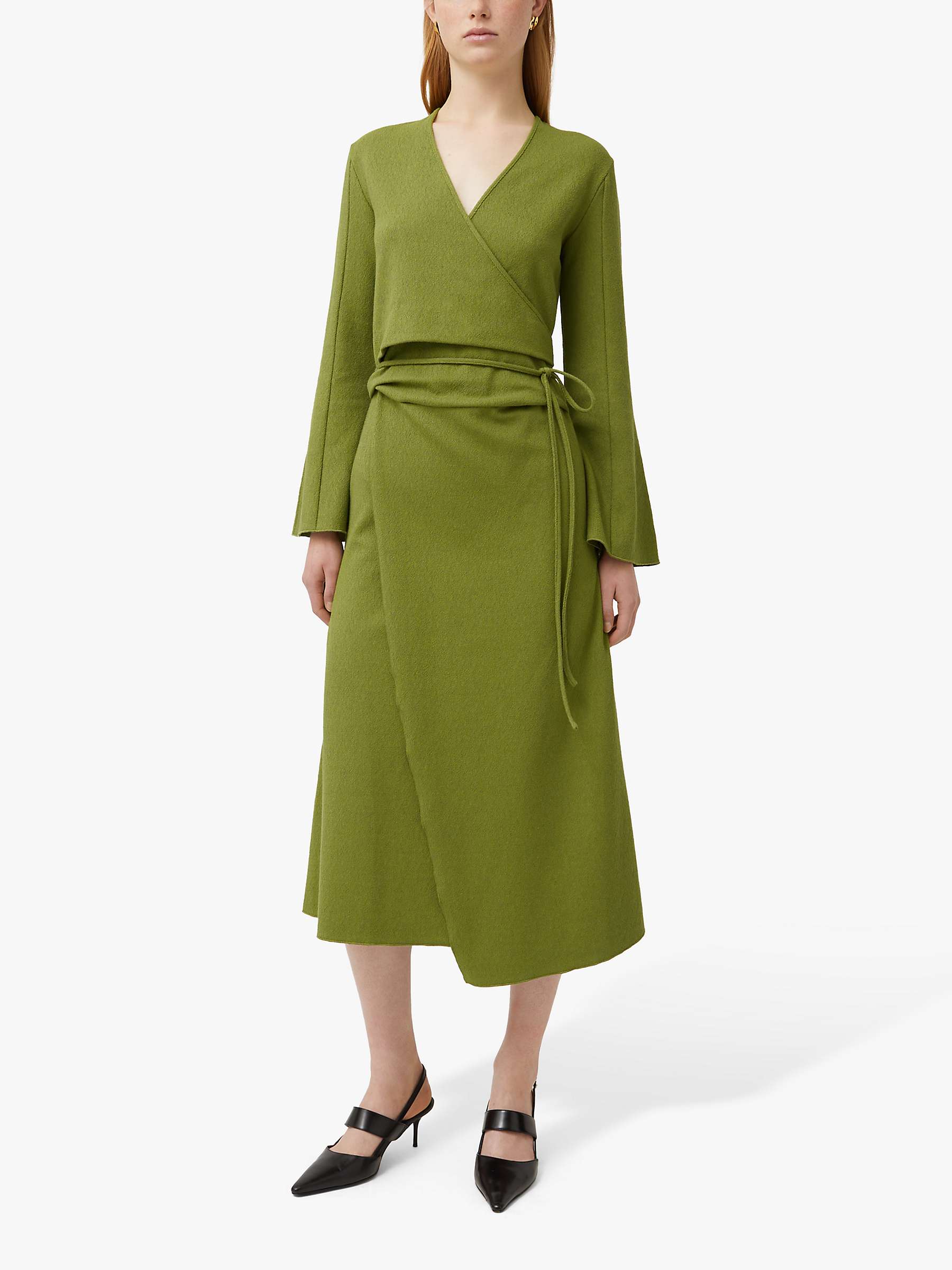 Buy Jigsaw Textured Jersey Wrap Dress, Green Online at johnlewis.com