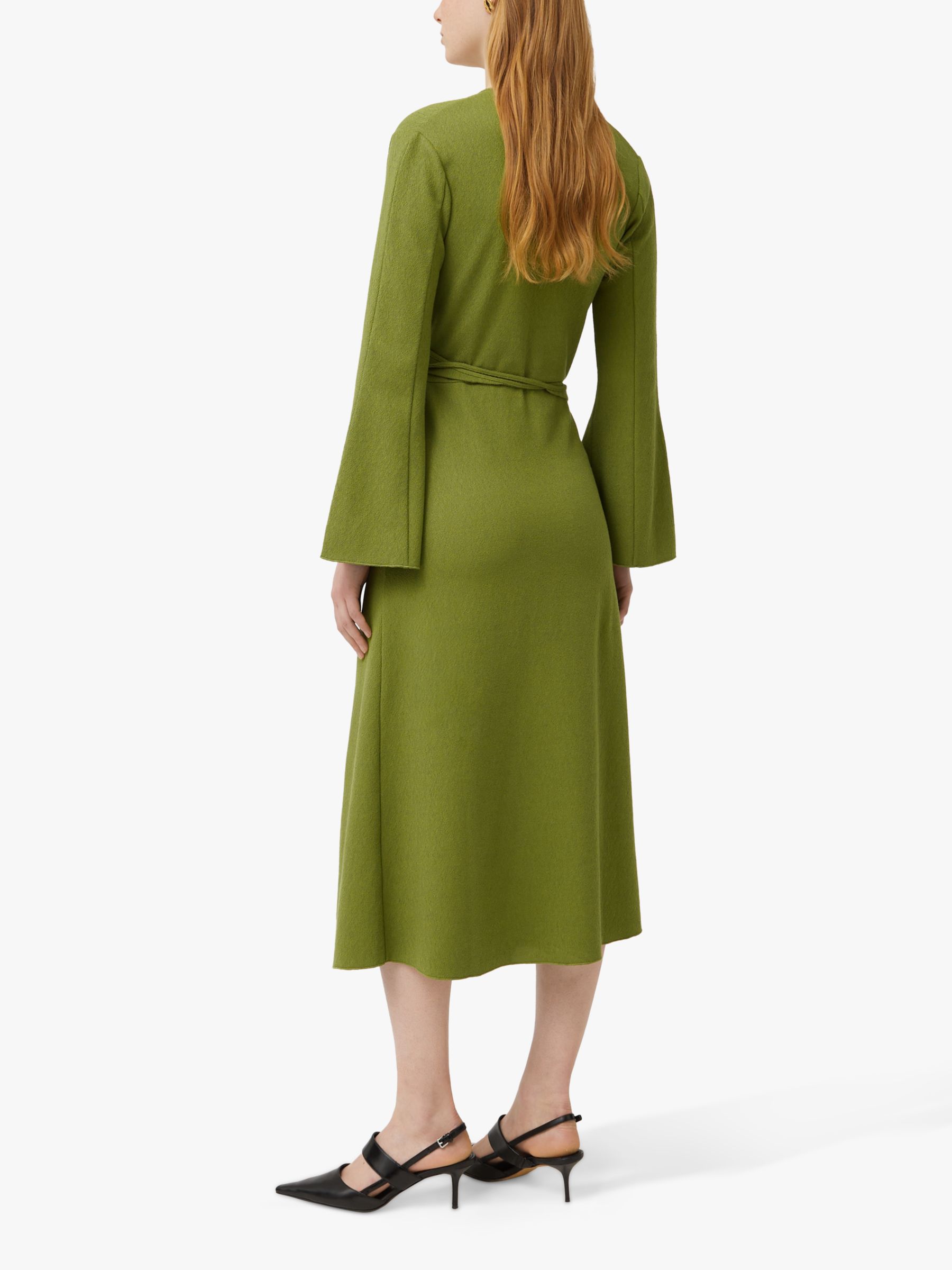 Jigsaw Textured Jersey Wrap Dress, Green, M