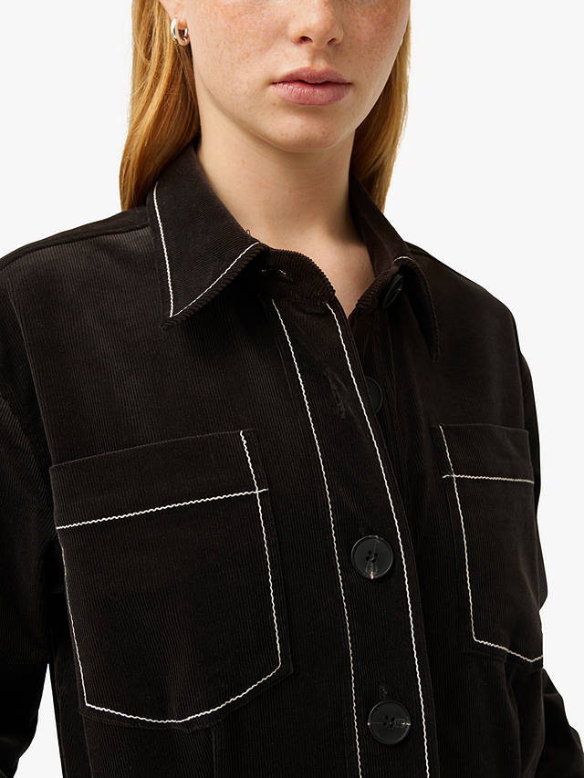 Jigsaw Cord Shirt Midi Dress, Black