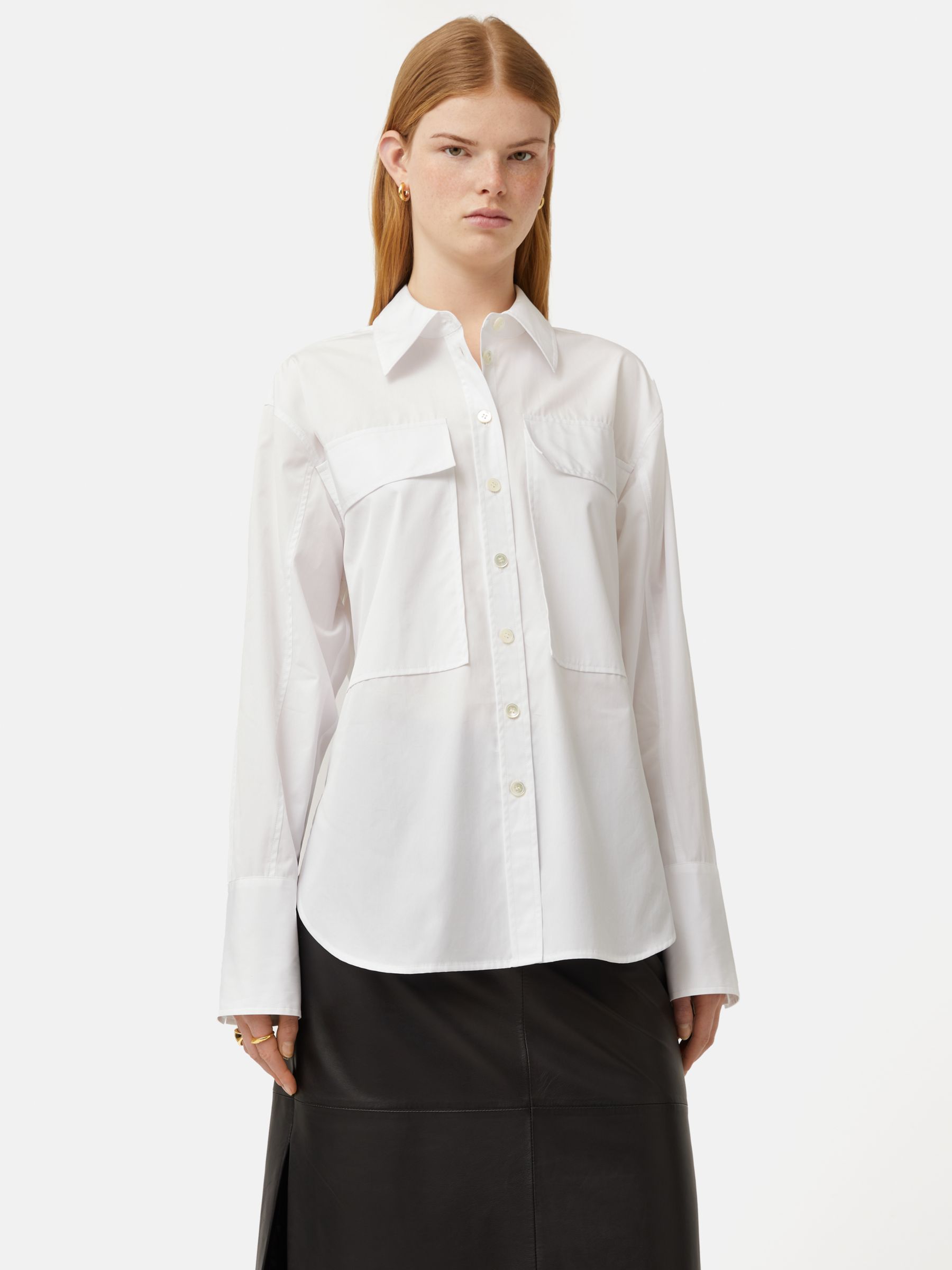 Jigsaw Drawstring Back Oversized Shirt, White, 12