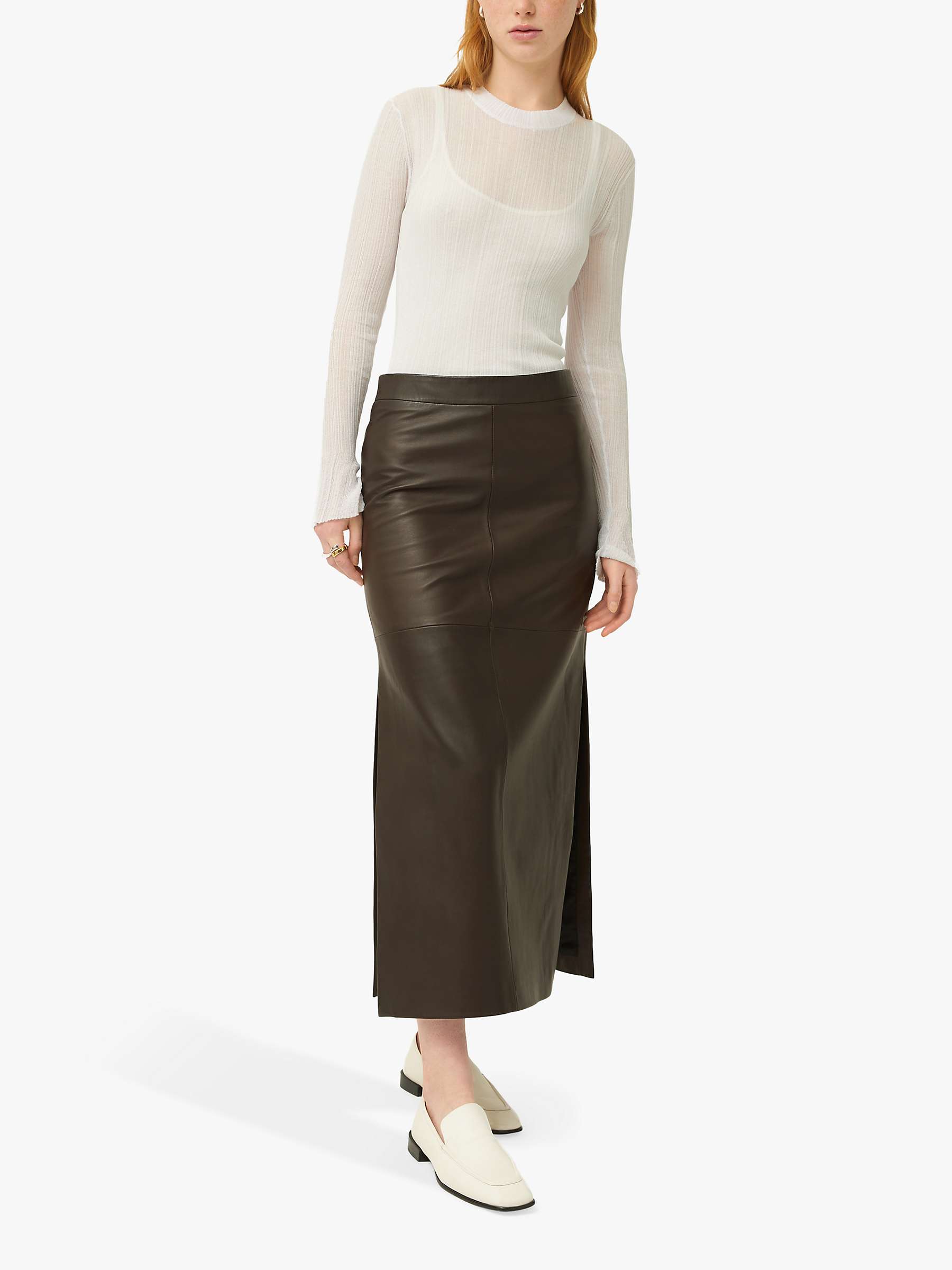 Buy Jigsaw Leather Midi Skirt Online at johnlewis.com