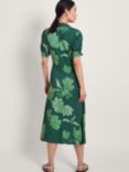 Monsoon Zannah Leaf Print Midi Shirt Dress, Green