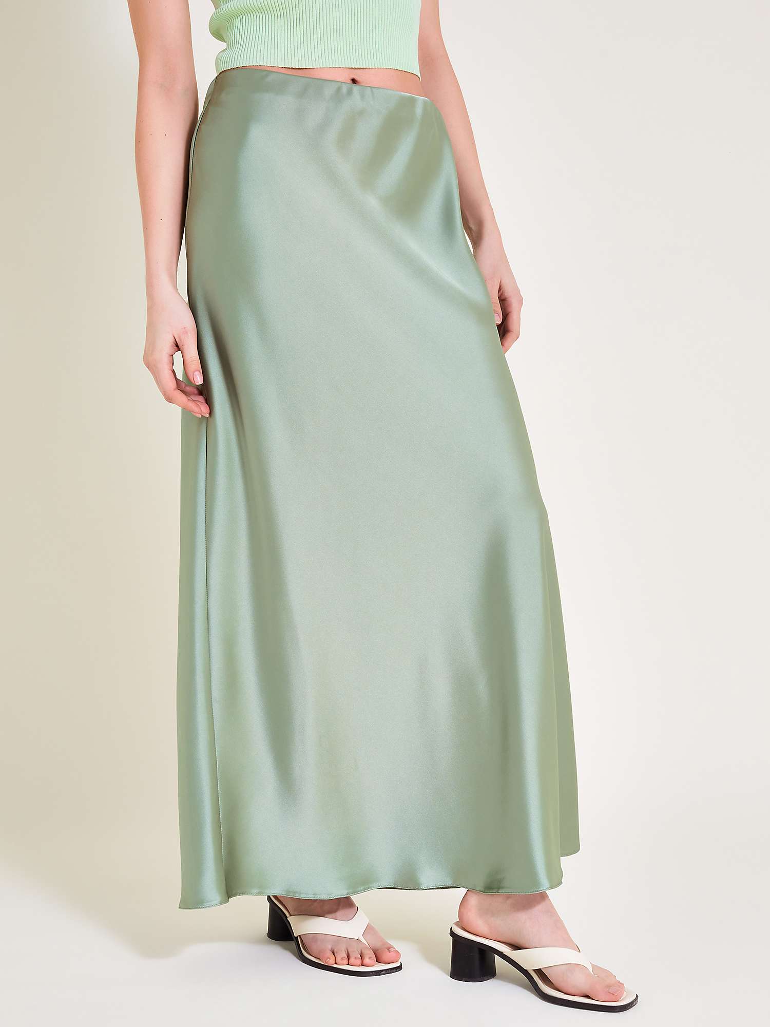 Buy Monsoon Sofia Maxi Satin Skirt, Sage Online at johnlewis.com