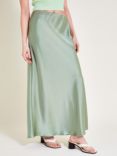 Monsoon Sofia Maxi Satin Skirt, Sage, Sage