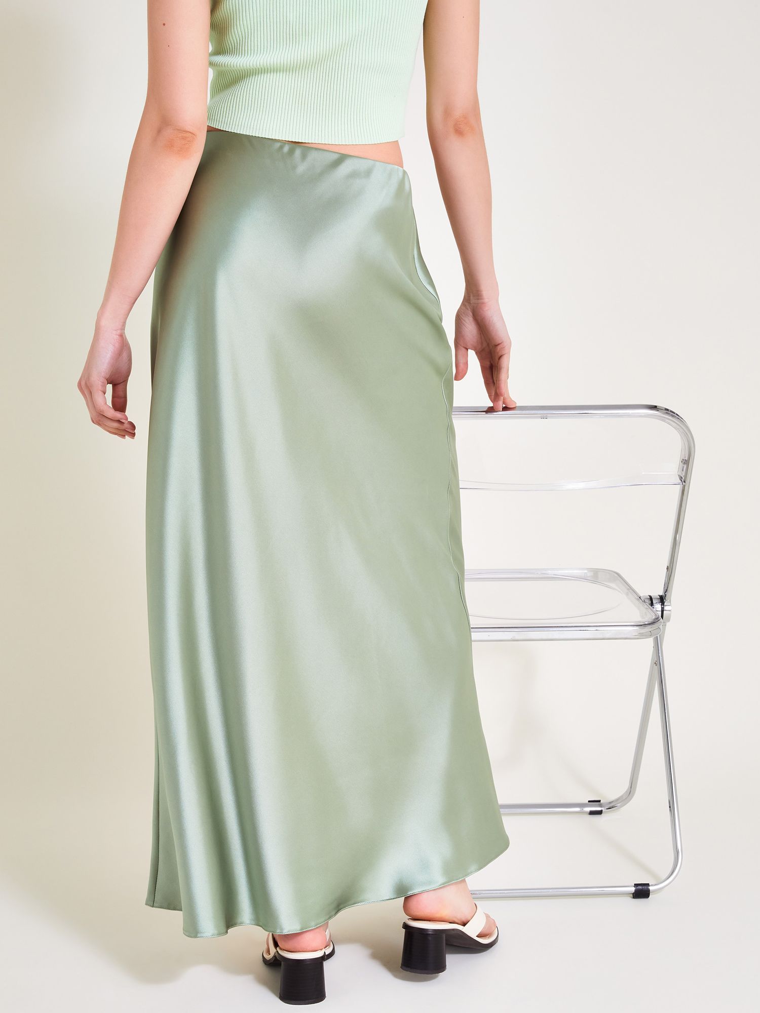Buy Monsoon Sofia Maxi Satin Skirt, Sage Online at johnlewis.com