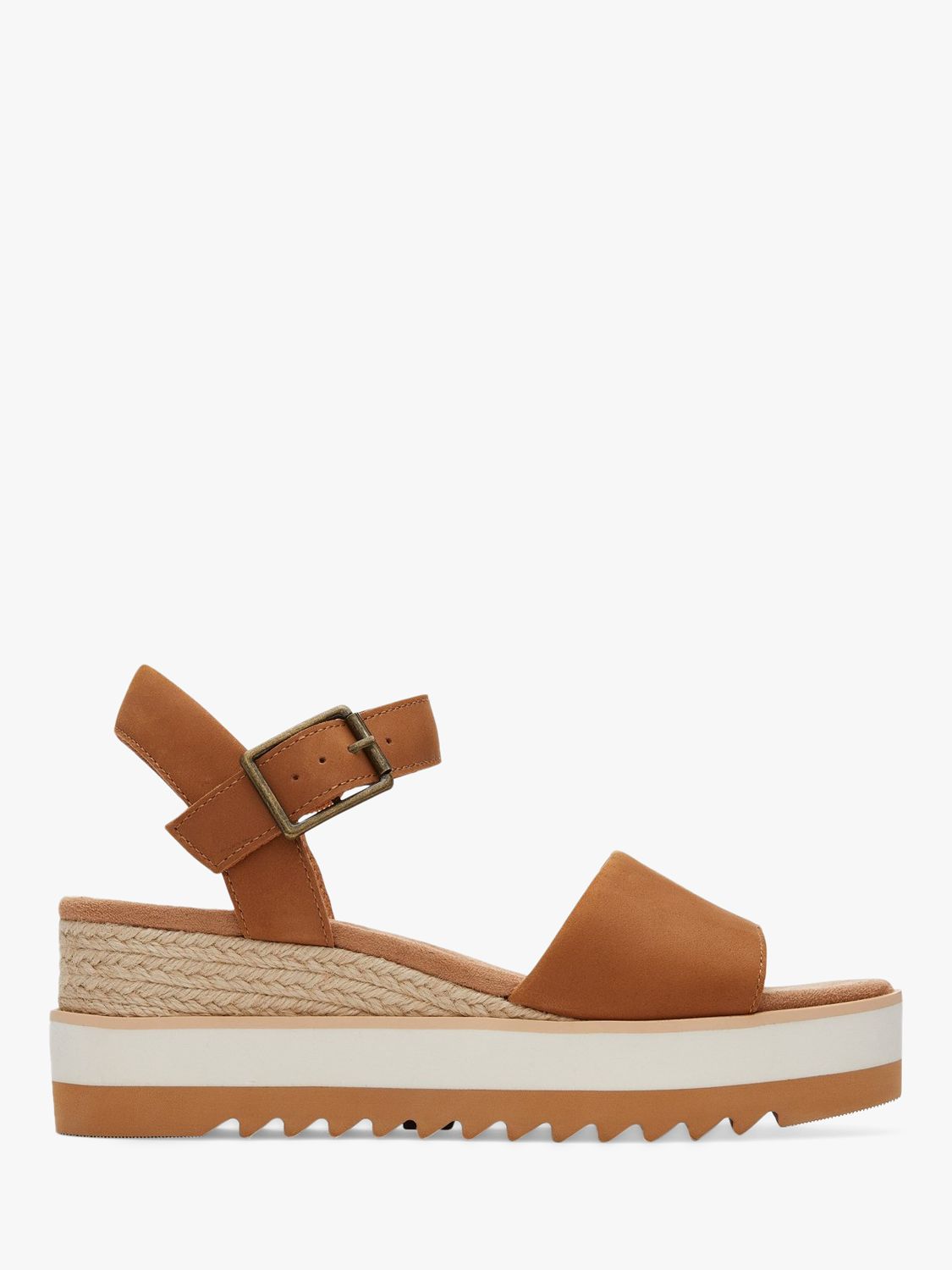 TOMS Diana Wedge Leather Sandals, Tan at John Lewis & Partners