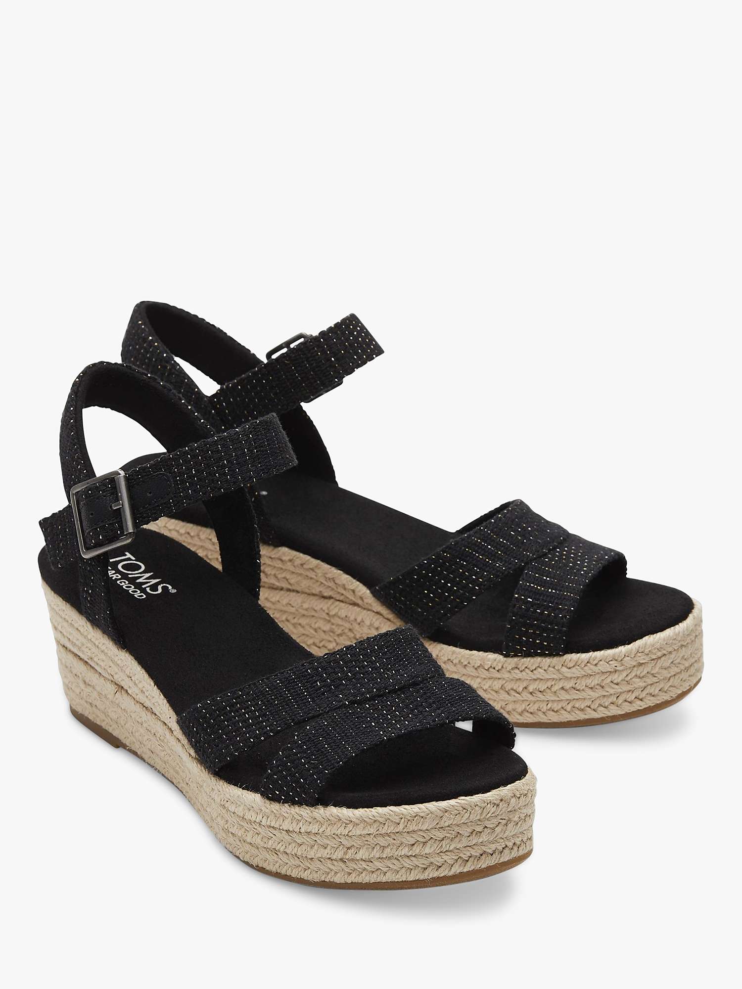 Buy TOMS Audrey Espadrille Wedge Sandals, Black Online at johnlewis.com