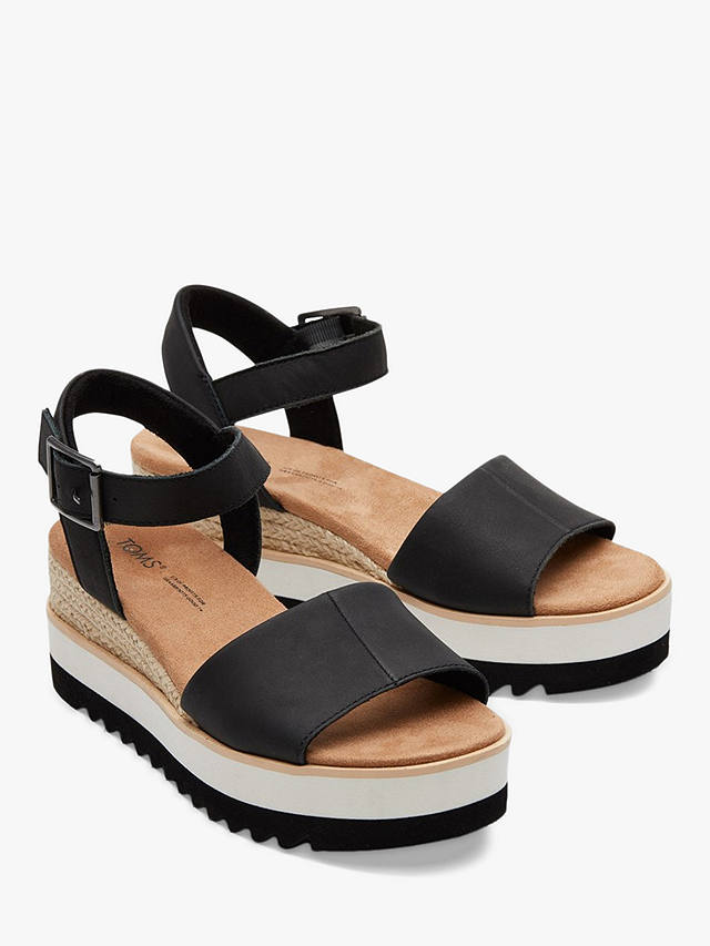 TOMS Diana Wedge Leather Sandals, Black