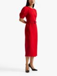 Ted Baker Gabyela Puff Sleeve Belted Midi Dress, Red