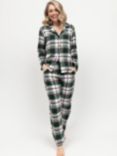 Cyberjammies Forrest Check Brushed Cotton Shirt Long Pyjama Set, Dark Green