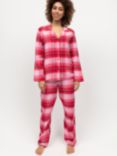 Cyberjammies Noelle Check Shirt Long Pyjama Set, Red