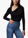 Mint Velvet Ruched Long Sleeve Top, Black