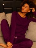 Cyberjammies Colette Jersey Long Pyjama Set, Dark Purple