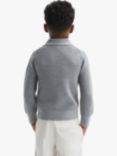 Reiss Kids' Malik Textured Open Collar Long Sleeve Top, Soft Grey Melan, Soft Grey Melan