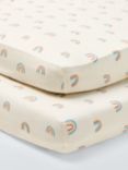 John Lewis Rainbow Fitted Baby Sheet, Pack of 2, Multi