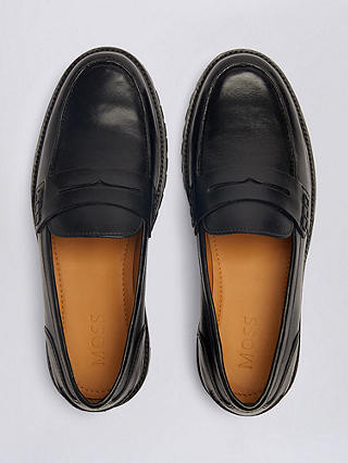 Moss Camden Chunky Leather Loafers, Black