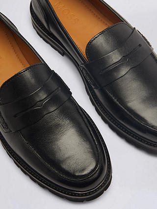 Moss Camden Chunky Leather Loafers, Black
