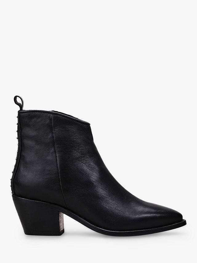Moda in Pelle Maevie Leather Western Ankle Boots, Black